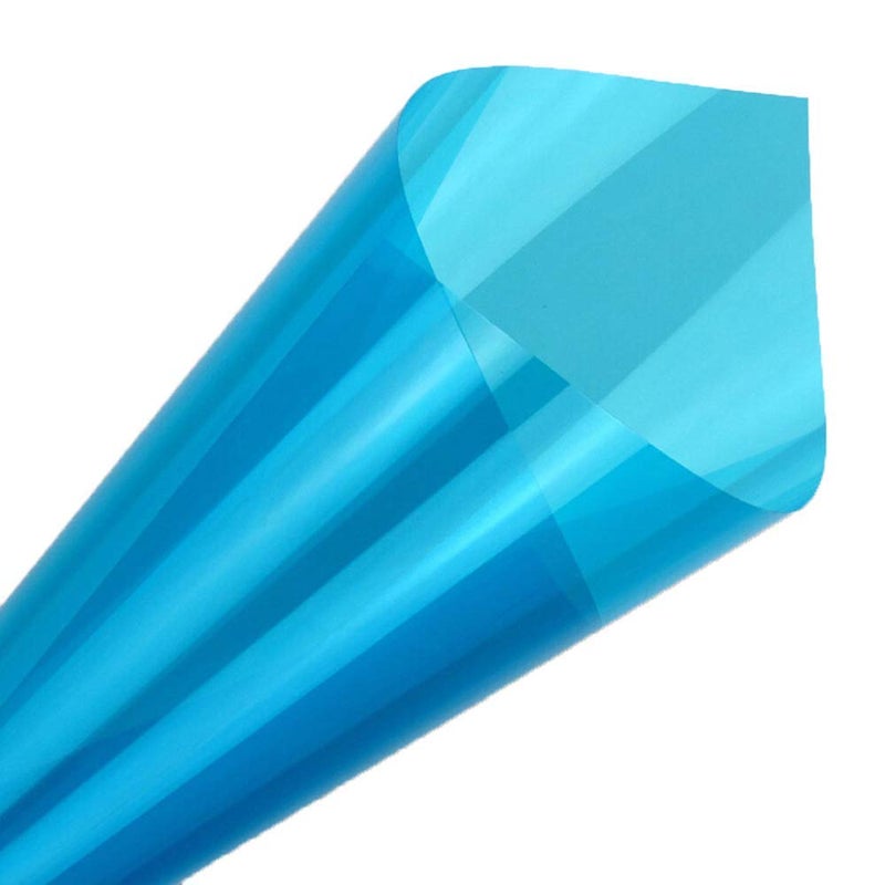 SUMAGITIN Transparent Decorative Window Film Anti UV Colorful Adhesive Vinyl Heat Insulation Solar Window Tinting Sheets Glass Film for Christmas Home Decoration, 17.7Inch x 78.7Inch, Blue - Image 3